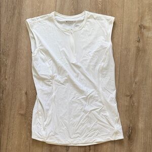 Athleta White Sleeveless Performance Tank with Mesh Panels
